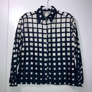 🔲 ELLIOTT LAUREN vintage geometric graphic long sleeve blouse, 4 — EUC